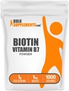BulkSuplements.com Biotin 10000mcg Pó - Vitamina B7, Vitaminas para o cabelo, pele e unhas - Sem glúten, 1g por serviço (10mg Biotin), 1kg (2,2 lbs) (Pack of 1)