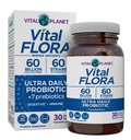 Planeta Vital - Flora Vital Probiótico Ultra Diário 60 bilhões UFC, Deformação Diversa, Prebióticos Orgânicos, Suporte Imune, Alívio Bloating, Probióticos Saúde Digestiva para Mulheres e Homens 30 Cápsulas