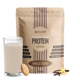 UpNourish Vanilla Cookie Vegan Protein Powder 54 Superfoods Pó, 1,5 bilhão de UFC Probióticos 21g Proteína Baseada em Planta, Sem açúcar sem leite sem leite GMO livre,Check Keto-Amigo de substituição de refeição dieta de baixo teor de carboidratos,15 Servings