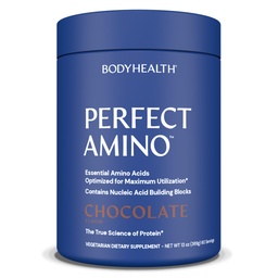 BodyHealth PerfectAmino Powder - BCAA e EAA pó para pré e pós-treino - Amino Acid Energia Beber para homens e mulheres para apoiar o músculo magro e recuperação - Chocolate - 60 Servings
