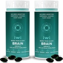 iwi vida Cérebro Omega-3, 120 Softgels (60 Servings), Vegan planta-baseada Algae Omega-3 com EPA + DHA, Foco, Memória e suporte de humor Suplemento dietético, Krill & óleo de peixe alternativa, Sem gosto de peixe