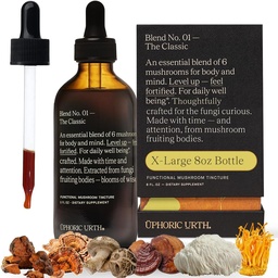 Mistura No.1-6 Cogumelo Mistura Tintura Reishi, Chaga, Leões Mane, Turquia cauda, Cordyceps, & Shiitake, apoio natural Immunity Booster, aumentar a energia e função cognitiva (240 Servings)