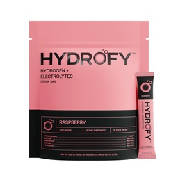 Hydrofy Hydrogen Water + Electrolytes Drink Mix H2 Hydration Packets with Molecular Hydrogen, Sódio, Potássio, Magnésio, Cálcio e Minerals □ Sem Açúcar □ Framboesa 25 Ct