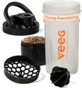 Veeg Shaker Garrafas para Misturas de Proteínas, Protein Shake Garrafa com esfera de mistura, coador, compartimento de armazenamento. 24 oz garrafa agitador ginásio, tampa de topo Flip, Carry Handle. BPA-livre, à prova de vazamento, Lava-louças seguro.