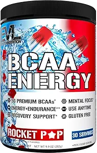EVL BCAAs Aminoácidos Pó - BCAA Energia Pré-treino Pó para Recuperação Músculo Crescimento e Endurance Lean - Reidratação Pós-treino Recuperação Bebida com Cafeína Natural - Rocket Pop