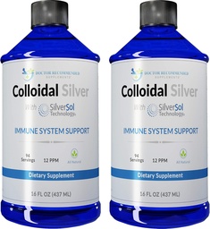 Coloidal Silver Liquid - 12 PPM Solução Premium Prata, 60 MCG por serviço, Tudo Natural, Vegan Imune Sistema de Suporte, Ionic Silver Água Diário Suplemento Mineral (2-16 Fl oz Garrafas)
