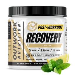 Outwork Nutrition Pós de recuperação de exercício em pó - Creatina Monohidrato, KSM-66 Ashwagandha & Tart Cherry - Velocidades Recuperação, Facilidades Dores - Creatina em pó para homens e mulheres, Chá gelado, 240 Gr
