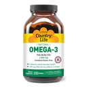 País Vida Omega-3 Fish Oil Supplement, 1000mg, 180mg EPA e 120mg DHA, Concentrado de óleo de peixe, Arroto, 200 Softgels, Certificado sem glúten