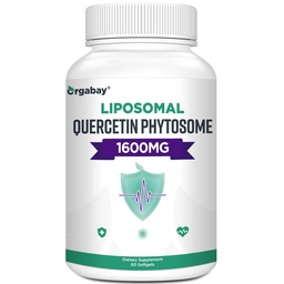 Orgabay lipossomal Quercetina Phytosome 1600 mg,Bromelain 200mg,Zinc 30mg,Vitamina C Açafrão 40 mg,Absorção mais elevada,Complexo de Quercetina, 60 Softgels