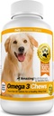 Incrível Omega 3 para cães - Óleo de peixe Omega 3 para cães Suplemento para alívio da pele comichão para pele seca e manchas quentes e revestimento de descamação com ácido gordo EPA e DHA - 120 mastigação de sabor de salmão