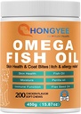 Pele & casaco cuidados Omega 3 macio mastiga para animal de estimação -peixe óleo para cães saudável pele de brilho, contra coceira em um formato de tratamento, All-in-1 óleo