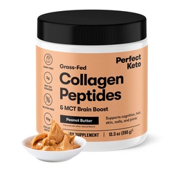 Perfeito Keto Collagen Peptides Protein Powder com óleo MCT, Colágeno hidrolisado, Tipo I & III Suplemento, Gluten Free Grass Feed, Low Carb, Keto Cafe Creamer, Colágeno para Mulheres e Homens, Manteiga de amendoim