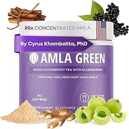 Amla Powder & Immunity Mistura Suplemento Superalimentar com Elderberry, 20x Ultra concentrado Amla, Imune Support, Made with Ginger, Canela, hortelã, Groselhas indianas, Imunidade, 90 Servings