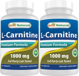 Best Naturals L-Carnitina 1000mg 60 Comprimidos (60 Contagem de 2))