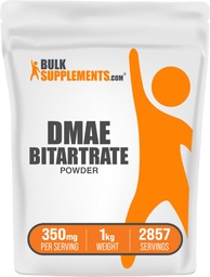 BulkSuplements.com DMAE Bitartrate Powder - Dimetilaminoetanol Bitartartate, DMAE Suplemento - Sem sabor e sem glúten, 350mg por serviço, 1kg (2,2 lbs) (Pacote de 1)