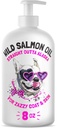 Óleo de salmão selvagem do Alasca para cães e gatos - Puro peixe Omega 3 6 9 líquido EPA DHA ácidos gordos - pele & casaco Suplemento - Suporta função conjunta, cérebro, olho, imune e saúde do coração - Made in USA 8 oz