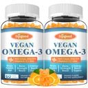2 Pacote Omega-3 Gummies Potent Algae Omega Source, Boost Brain, Eye & Imune Function, com DHA e EPA Vegan & Sugar Free, Orange Flavor, 120 Conde