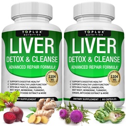 Fígado Limpar Detox & Reparar Fórmula Suplemento Detox Fígado – Cardo de leite com dente-de-leão, Alcachofra, Alcaçuz, Raiz de beterraba, Açafrão & Mais para Natural Fast Herbal Cleansing Non-gmo Vegan 60 Cápsulas
