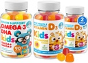 Omega 3 pastilhas DHA e pastilhas de vitamina D para crianças e adultos - Sem óleo de peixe e glúten livre vegetal imune mastigável fibra baseada em plantas