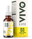 Vivo Vida - Vitamina D3 K2, 50ml Complexo Líquido Drops, 2000iu de D3, Vegan Suplemento de Saúde para Homens e Mulheres, 100 Servimentos