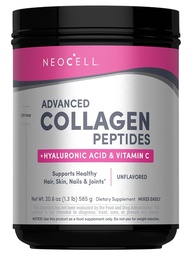 NeoCell Super Colágeno Pó, Colágeno Plus inclui Vitamina C & Ácido Hialurônico, Promove cabelo saudável, Pele bonita, e suporte de unhas, Colágeno Tipo 1 e 3, 12g Colágeno por serviço, 20.6 Oz