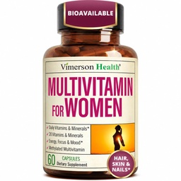 Multivitamina para Mulheres com Vitaminas Metiladas e Mineral Queladas para Energia, Foco e Saúde Imune – Mulheres Diárias Premium Multivitaminas & Multiminerais – 60 Cápsulas