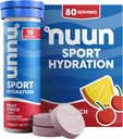Nuun Sport Electrolyte Tablets com magnésio, cálcio, potássio, cloro e sódio, Gluten Free & Vegan, Fruit Punch, 8 Pack (80 Servings Total)