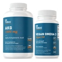 Dr. Tobias AKG Suplemento & Vegan Omega 3 óleo de algas, Suporte de energia celular e saúde geral com AKG, EPA & DHA, Vegan, Sem glúten, Não-GMO