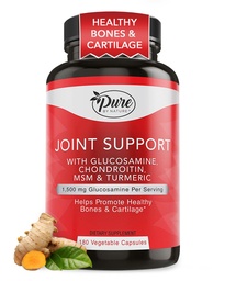 Suporte Conjunto Pure By Nature, Glucosamina com Condroitin Suplemento HSH Boswellia Açafrão, 180 Cápsulas