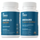 Dr. Tobias Omega 3 Óleo de peixe e Orégano & Caprylic Suplementos de Ácido, Suporta Coração, Cérebro, Imune com Gut Flora Equilíbrio Complexo & Saúde intestinal para mulheres e homens