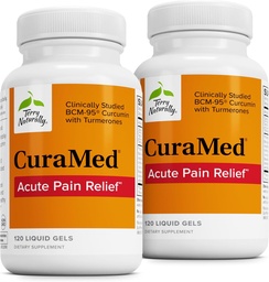 Terry Naturalmente CuraMed Acute Pain Alief - Suplemento com BCM-95 Curcumin & BOS-10 Boswellia - Óleo de Sementes de Sésamo Preto para apoiar o alívio do desconforto ocasional - 120 Gels Líquidos (Pack of 2)