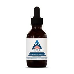 Ayush Herbs Ashwagandha Drops - Ashwagandha gotas sem álcool para adultos, calmante suplemento diário para foco e atenção com orgânico Ashwagandha, limão sabor - 2 Fl Oz (80 Servings)