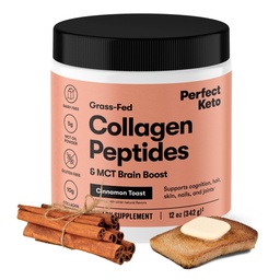 Perfeito Keto Collagen Peptides proteína em pó com óleo MCT, Colágeno hidrolisado, Tipo I & III Suplemento, Gluten Free Grass Feed, Low Carb, Keto Cafe Creamer, Colágeno para mulheres e homens, Cinnamon Toast