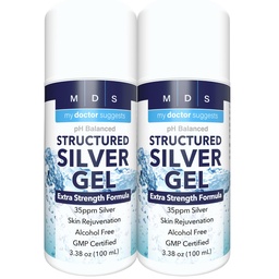 Gel de prata coloidal Força extra - 35ppm Gel de prata coloidal ativado para potência máxima - Made in USA - Fórmula estruturada em um pacote conveniente 2