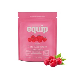 Equip Alimentos Núcleo Bovine Colostrum Gummies - Delicioso 1g Per Seving Grass Fed Colostrum Suplemento - Gut Saúde, Imunidade, Recuperação, Cabelo & Pele - 60 Bovine Colostrum Gummies, 30 Servings, Framboesa