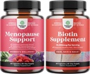 Pacote de Herbal Menopausa Suplemento para Mulheres e 10000 mcg Pílulas de Biotina Pura para Mulheres e Homens - Perfeito para Estrogênio Equilíbrio - Pare de perder cabelo Thinning Suplemento Natural