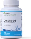 Omega-D3, Concentrado EPA & DHA, Astaxantina & Vitamina D3; Razão superior DHA & EPA para Coração, Cérebro, Saúde Conjunta e Imune, Fonte de Calamarine Sustentável (Óleo Esquid)