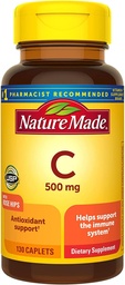 Natural Vitamina C 500 Mg Caplets com Rose HIPS, 130 Comprimidos (Pacote de 3)