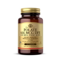 Solgar Folato 666 mcg DFE (Ácido Fólico 400 mcg) - 250 Comprimidos - Suporte pré-natal - Não-GMO, Vegan, Sem glúten, Leite Livre, Kosher - 250 Servings