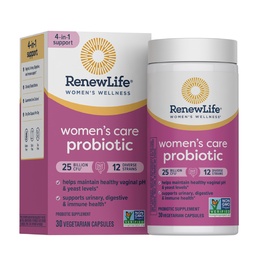 Renew Life Women's Probiótico Cápsulas, Suporta equilíbrio de pH para as mulheres, Vaginal, Urinário, Digestivo e Imune Saúde, L. Rhamnosus GG, Dairy, Soy e Gluten-Free, 25 Bilhões UFC - 30 Ct