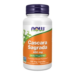 Now Foods Supplements, Cascara Sagrada (Rhamnus purshiana) 450 mg, Herbal Regularity*, 100 Veg Cápsulas