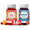 Lunakai Vitamina B12 e Gummies Probióticos Bundle - 3000 mcg Gummy para Adultos Apoio Energético e Saúde Óssea - 5 bilhões de UFCs por serviço para Gut Digestive Health com Vitamina C para Mulheres e Homens