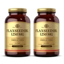 Solgar Flaxseed Oil 1250 mg - 100 Softgels, Embalagem de 2 - Fonte vegetal concentrada de Ácido Alfa-Linoleico Ômega-3 (ALA) - Não-GMO, Sem Glúten - 100 Total Servings