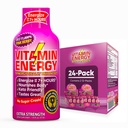 Energia Vitamina B12 11,000% Energia Extra Força Shot Pink Berry 24 Pack, 260mg Cafeína Natural, B12 & B6, Foco Nootrópico, Vitalidade, Açúcar Zero, Sem glúten, Vegan, Kosher, 1,93 fl oz