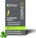 Suplementos de energia - sabor de hortelã, 30 Count - Dissolver tiras com 40mg de cafeína para ajudar a energizar seu dia e aumentar o desempenho - Feito nos EUA, açúcar e sem glúten