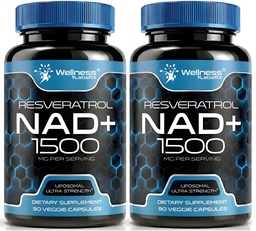 Bem-estar LABSRX NAD Suplemento, 1500mg - NAD lipossomal+ Suplemento com Resveratrol, NAD Plus Boosting - Apoio à saúde celular, resistência e envelhecimento saudável - Cápsulas de força Ultra, EUA Made - 2 Pack