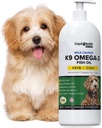 Líquido Saúde Animais de estimação K9 Omega 3 Óleo de peixe para cães - Líquido Omega 3 Suplemento para Animais de estimação com EPA + DPA + DHA - Reduzir Coceira & Destruição, Juntas de Apoio, Imunidade, Cérebro & Saúde do Coração - EUA Made (16 onças)