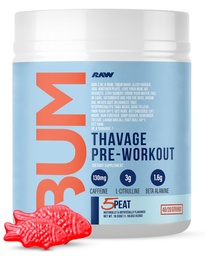 RAW Pré Treino Pó, Thavage (5 Peat, Red Gummy) - Chris Bumstead Sports Nutrition Supplement for Men & Women - Cbum Pré Exercício para Trabalhar, Hidratação, Mental Focus & Energy - 40 Servings