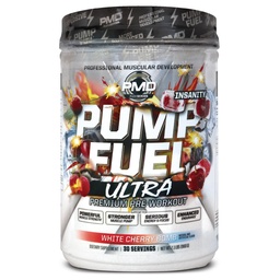 PMD Sports Pump Fuel Ultra Insanity - Bomba de pó e músculo pré-treino Premium, maior foco, resistência e recuperação, Creatina Premium, Arginina e Beta Alanine - Cherry Bombsicle (30 Servões)