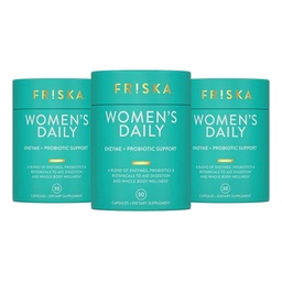 FRISKA Digestive Enzyme e Probióticos Suplemento Digestivo Diário da Mulher, Suporte Natural Avançado para a Saúde Digestiva Feminina, Lutas Bloating, Digestão Fácil, Suporta Absorção Nutriente, 90 Cápsulas